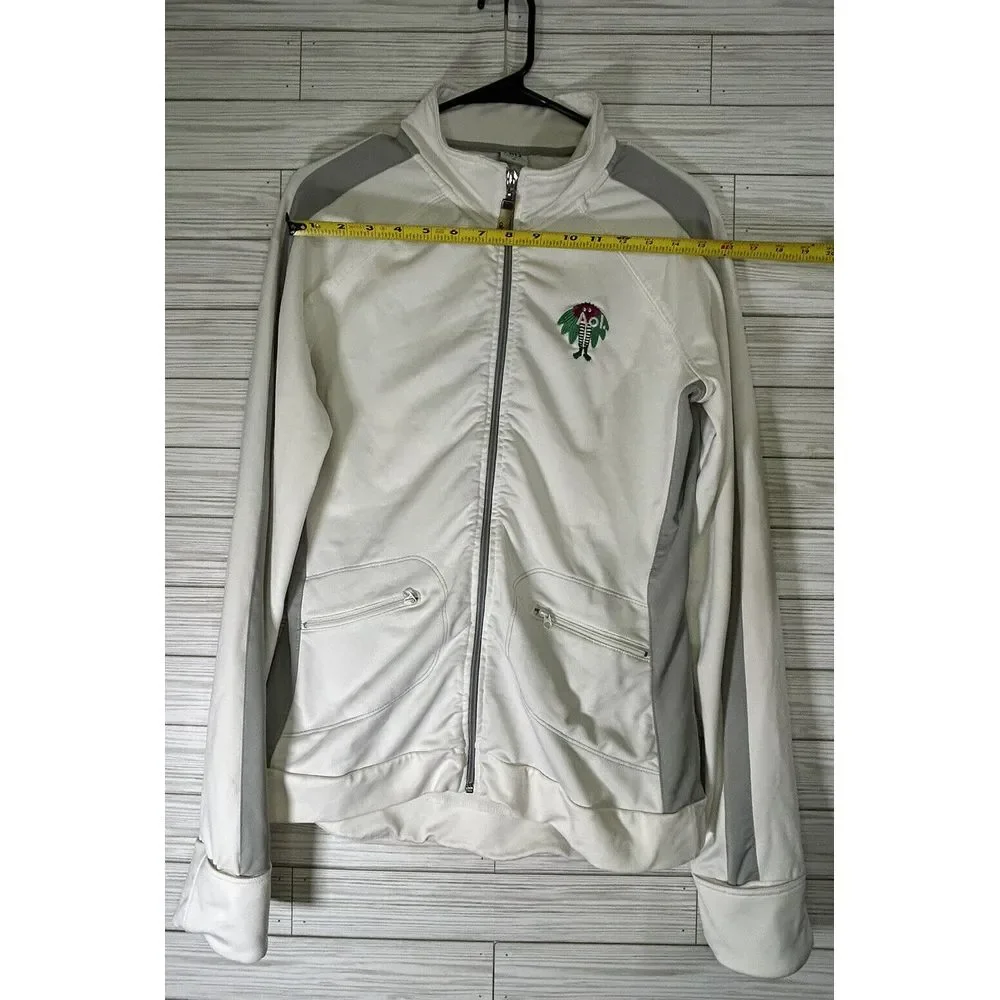 ALO coolfit yoga athletic womens jacket white full zip Sz Medium With‎ Logo